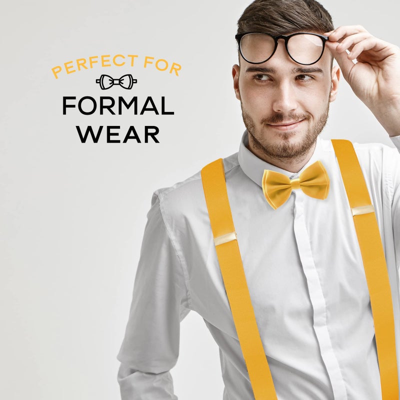 Man of Men Bowtie & Suspender Set - Yellow - Image 5